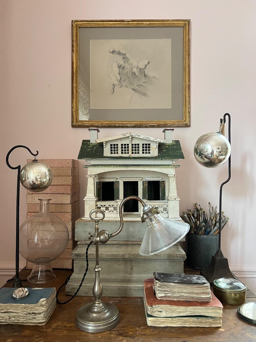 Lampe ajustable bronze nickelé 1920