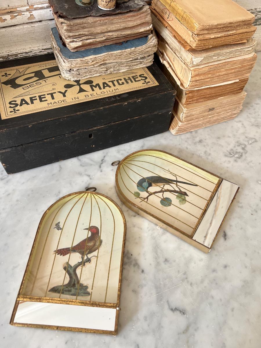 2 cages oiseaux trompe-l’œil 1960