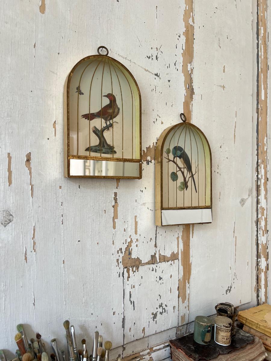 2 cages oiseaux trompe-l’œil 1960