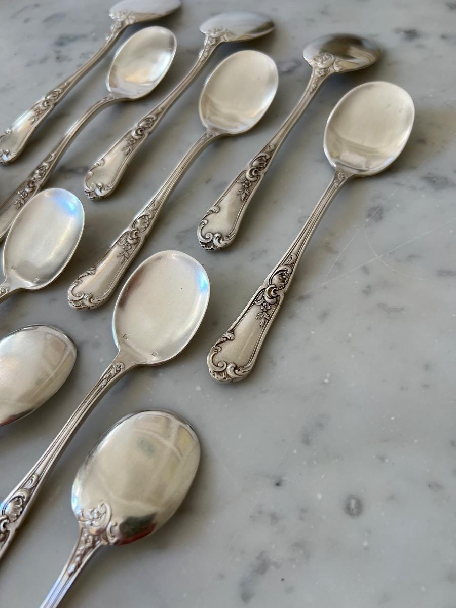 12 cuillères à glace métal argenté 1940