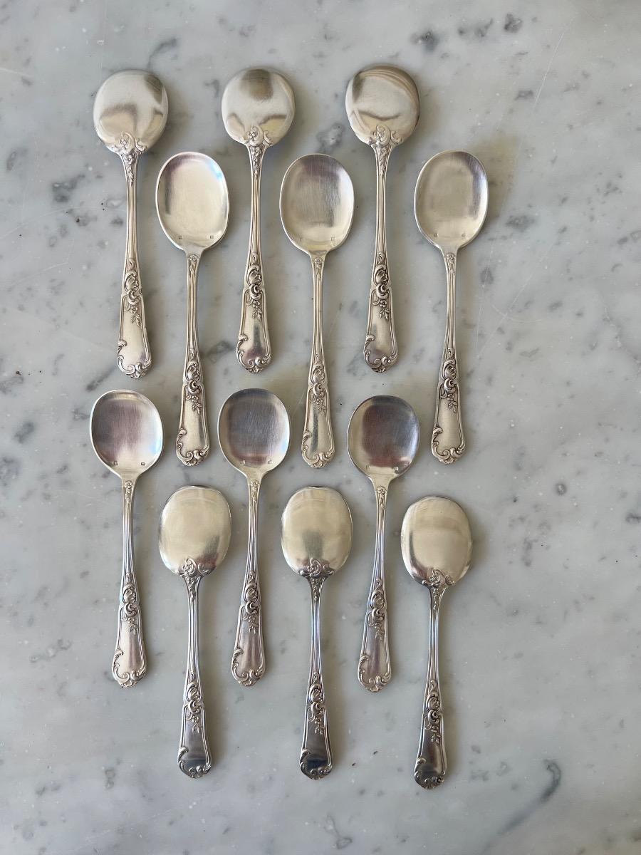 12 cuillères à glace métal argenté 1940