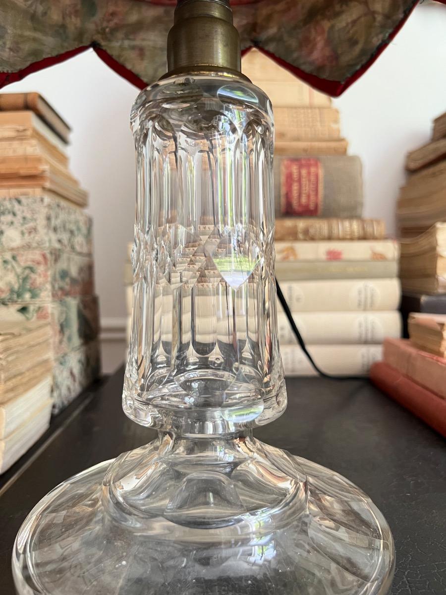 Lampe verre ciselé abat-jour dôme 1920