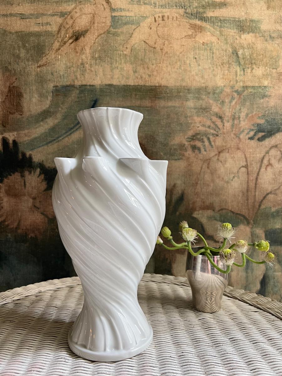 Grand vase pique-fleurs faïence 1960