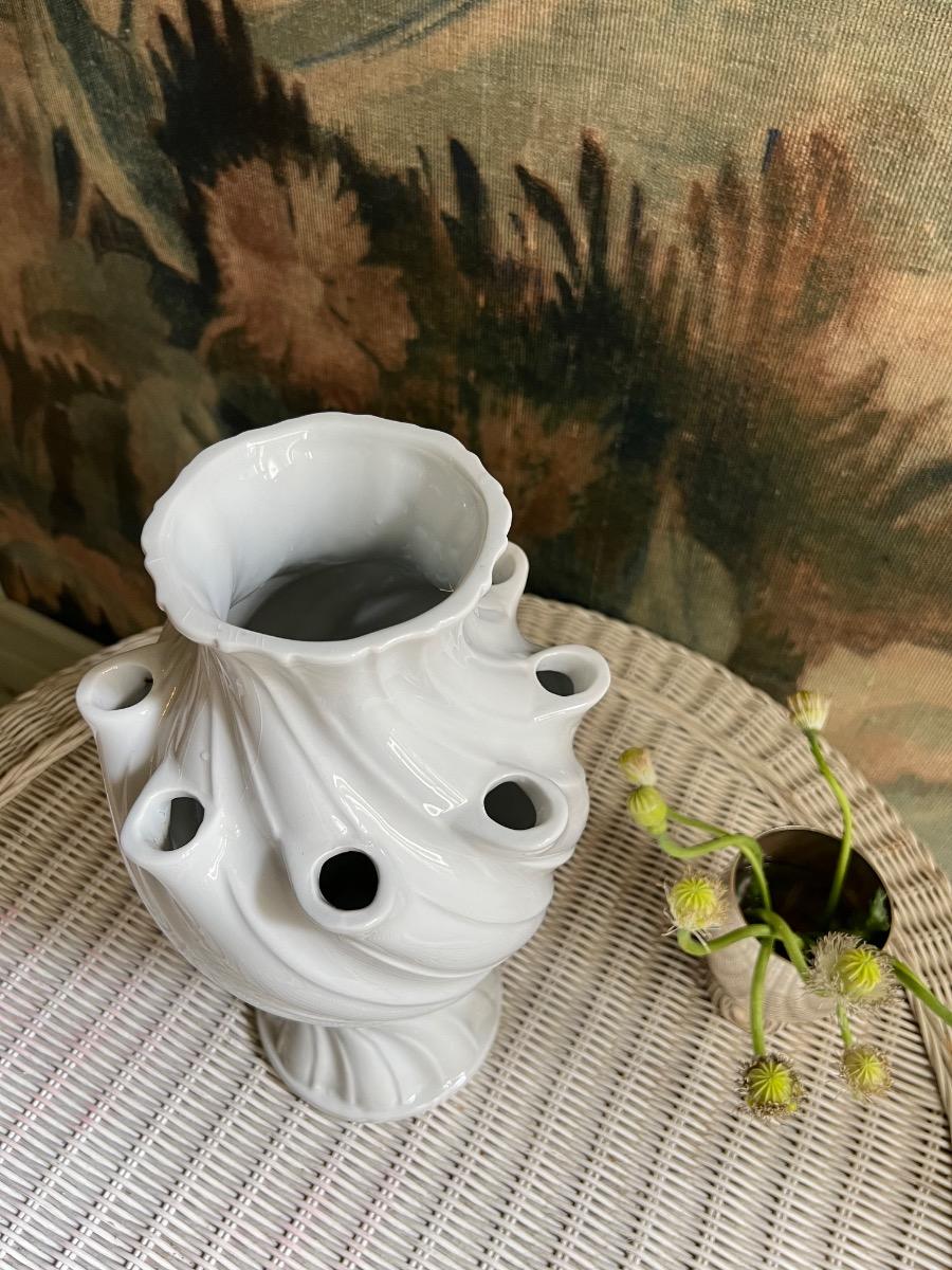 Grand vase pique-fleurs faïence 1960