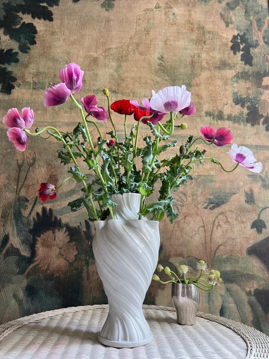 Grand vase pique-fleurs faïence 1960