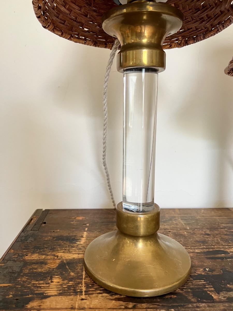 Duo de lampes verre et laiton 1940