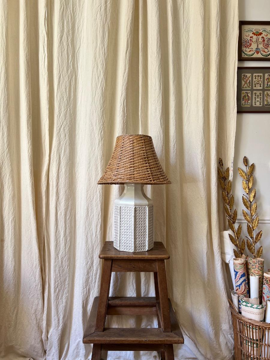 Lampe pagode cannage 1960