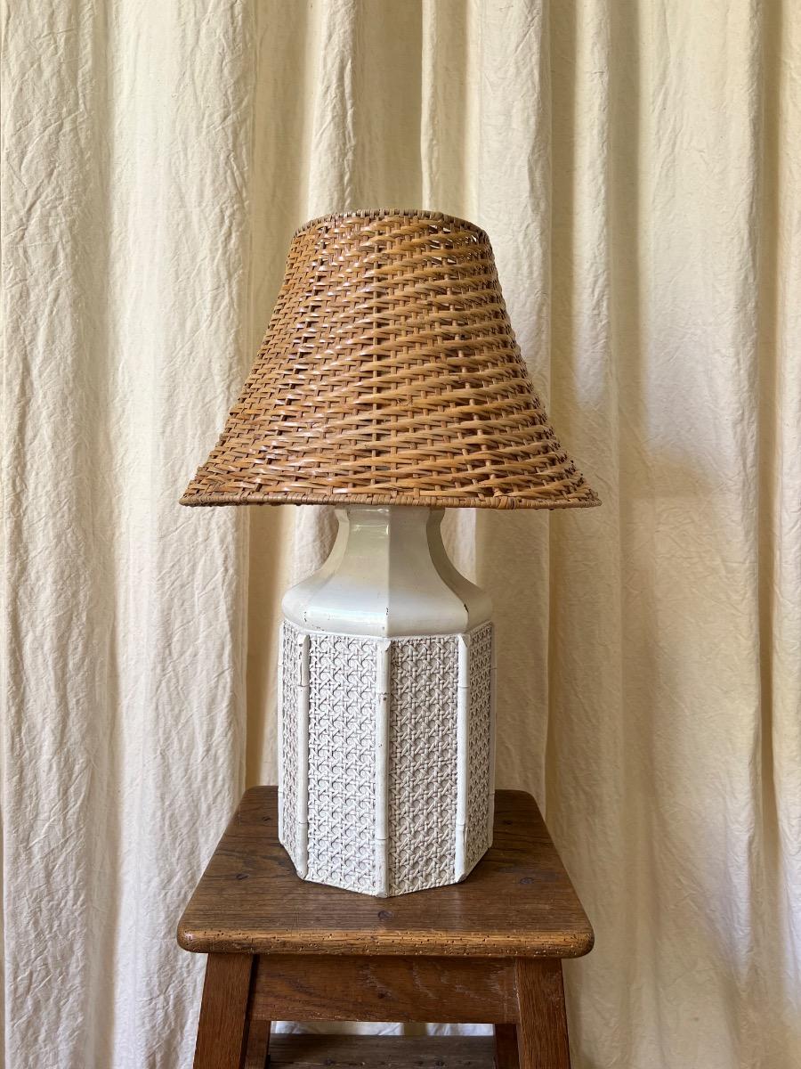 Lampe pagode cannage 1960