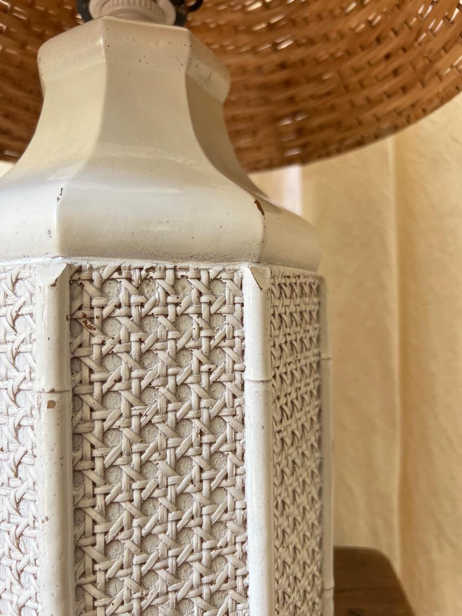 Lampe pagode cannage 1960
