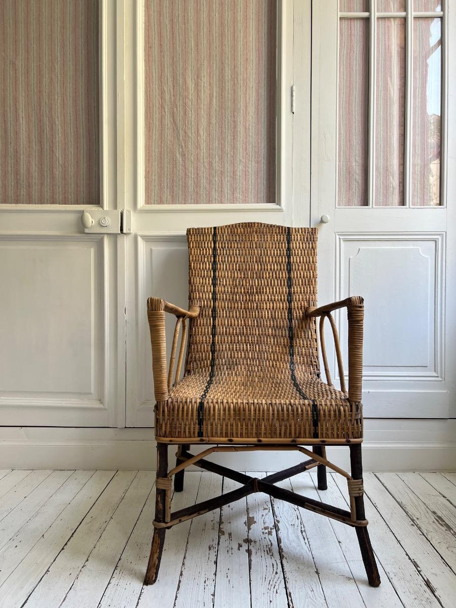 Fauteuil rotin 1930