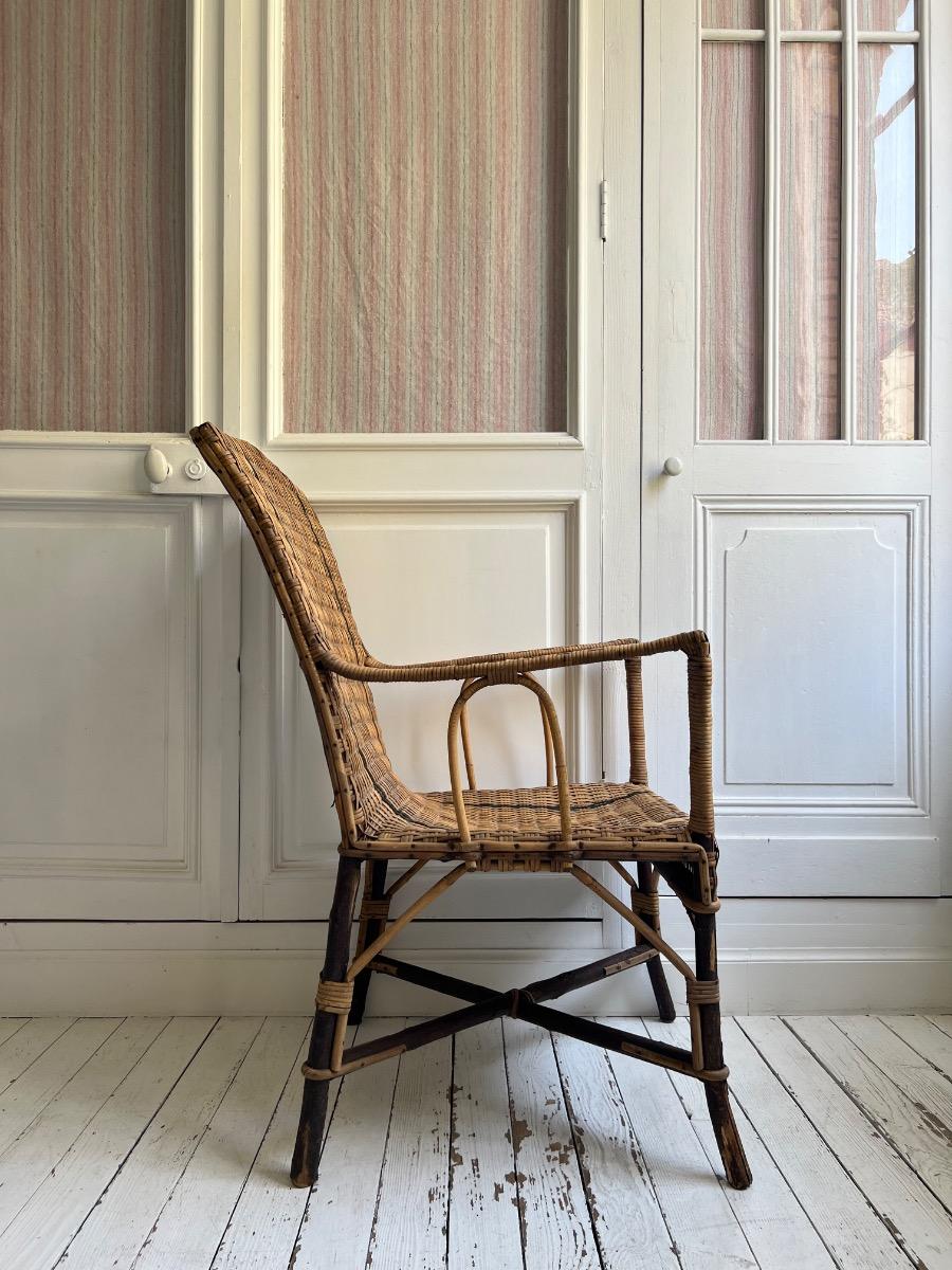 Fauteuil rotin 1930