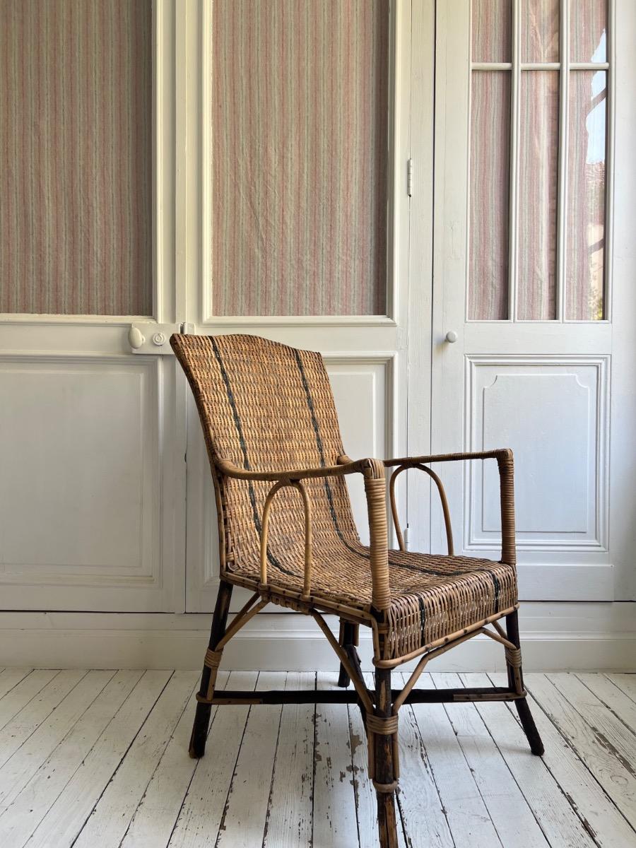 Fauteuil rotin 1930