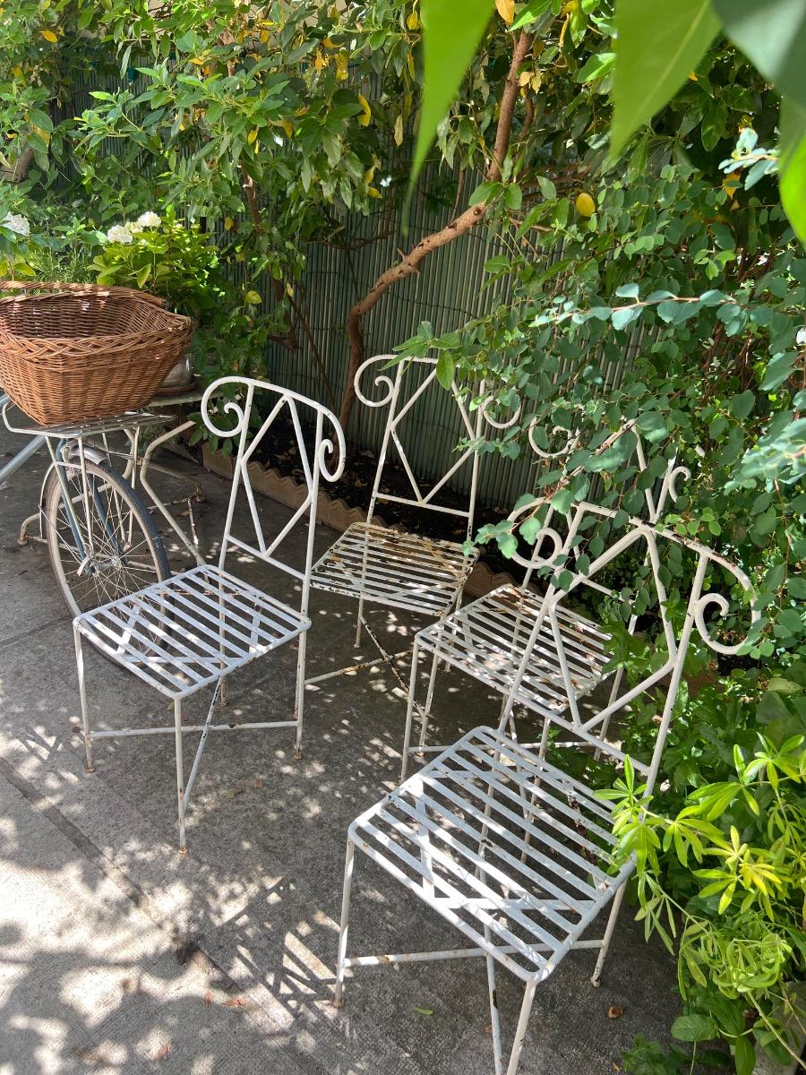 Suite de 4 chaises de jardin métal 1950