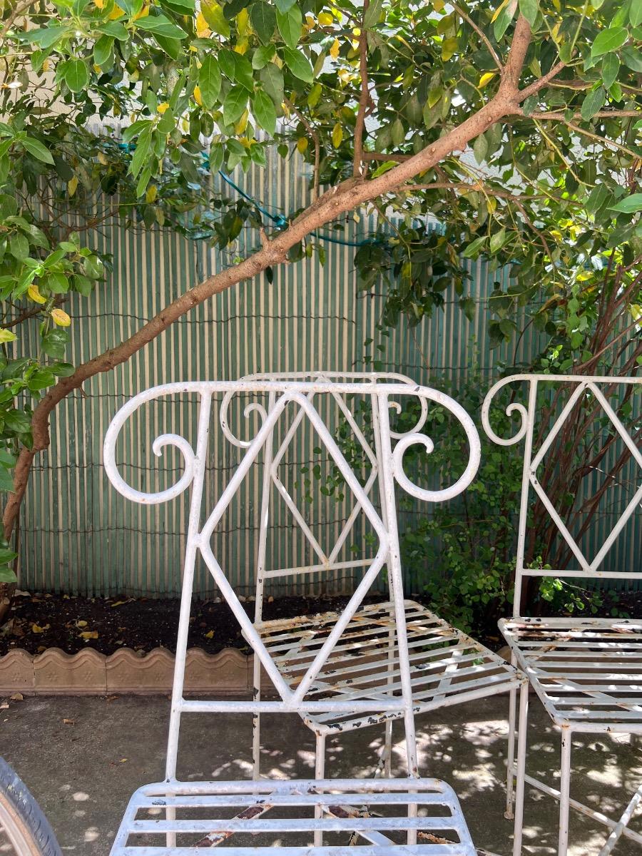 Suite de 4 chaises de jardin métal 1950