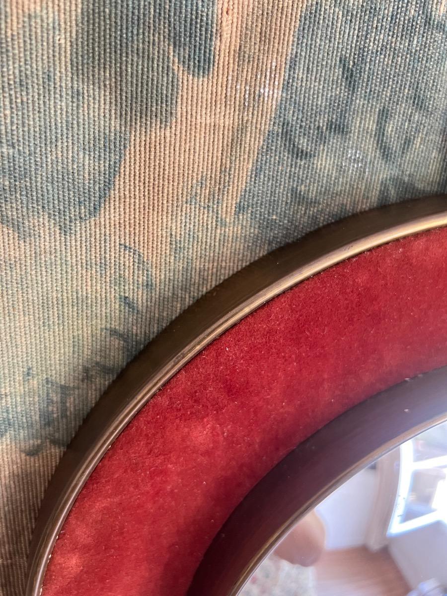 Miroir convexe velours laiton 1960