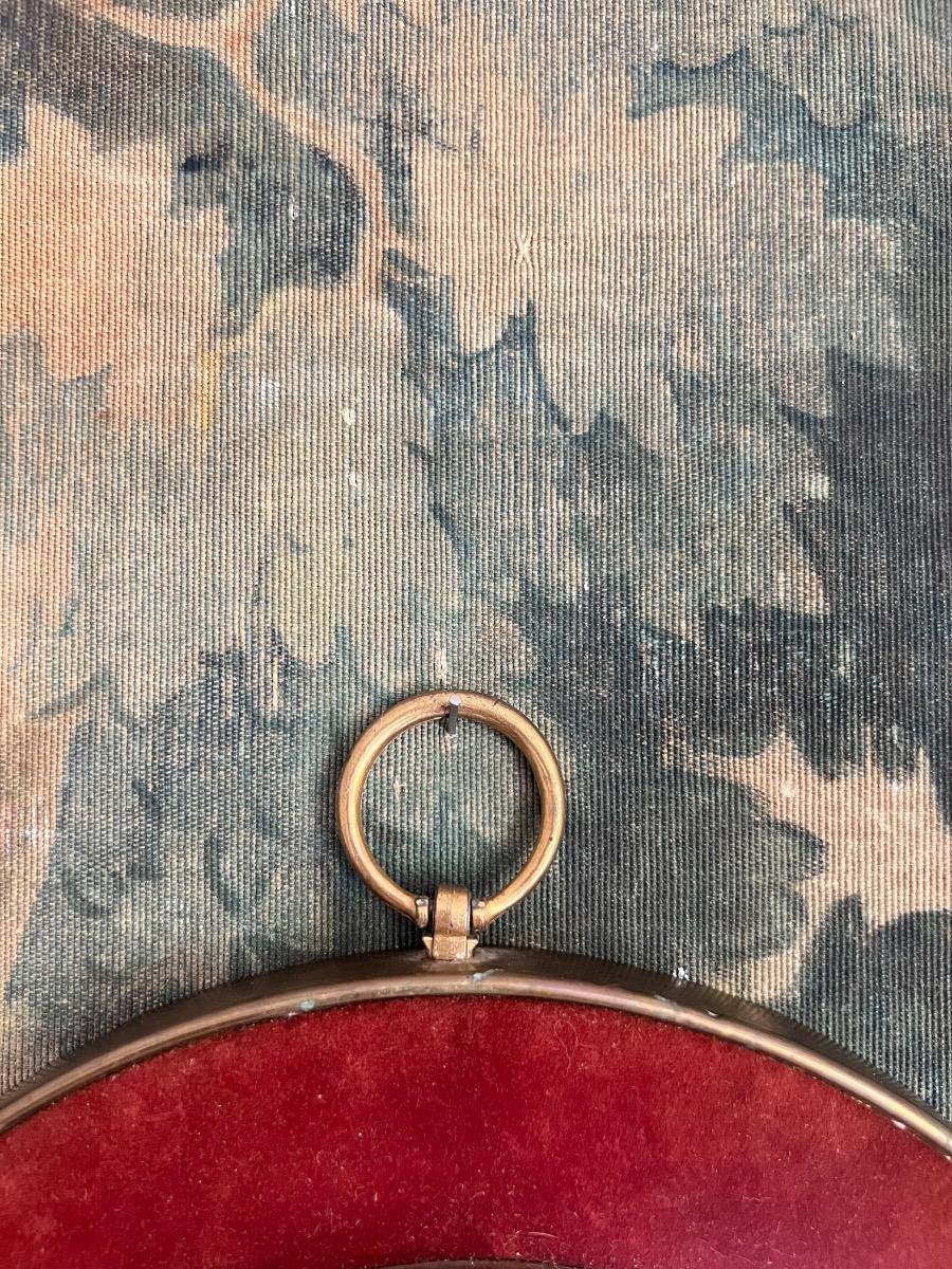 Miroir convexe velours laiton 1960