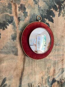 Miroir convexe velours laiton 1960