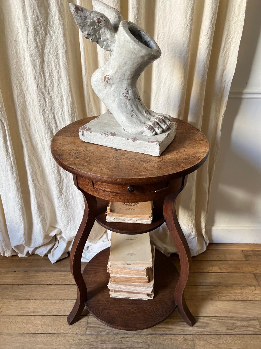 Sellette tripode chêne 1920