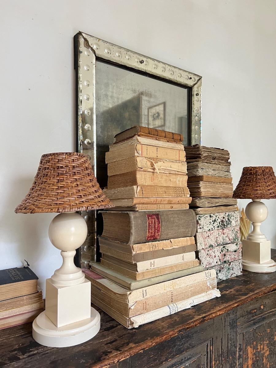 Paire de lampes bois laqué 1970