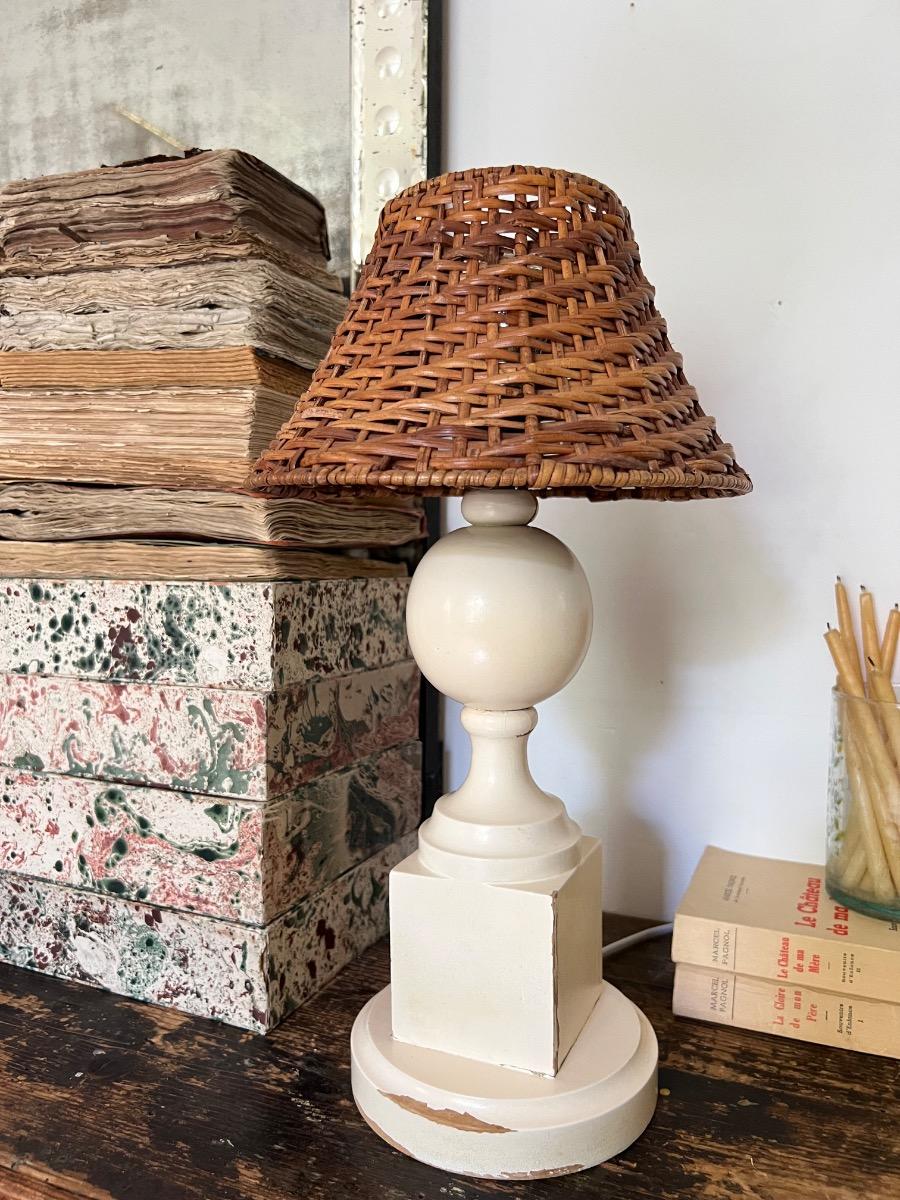 Paire de lampes bois laqué 1970