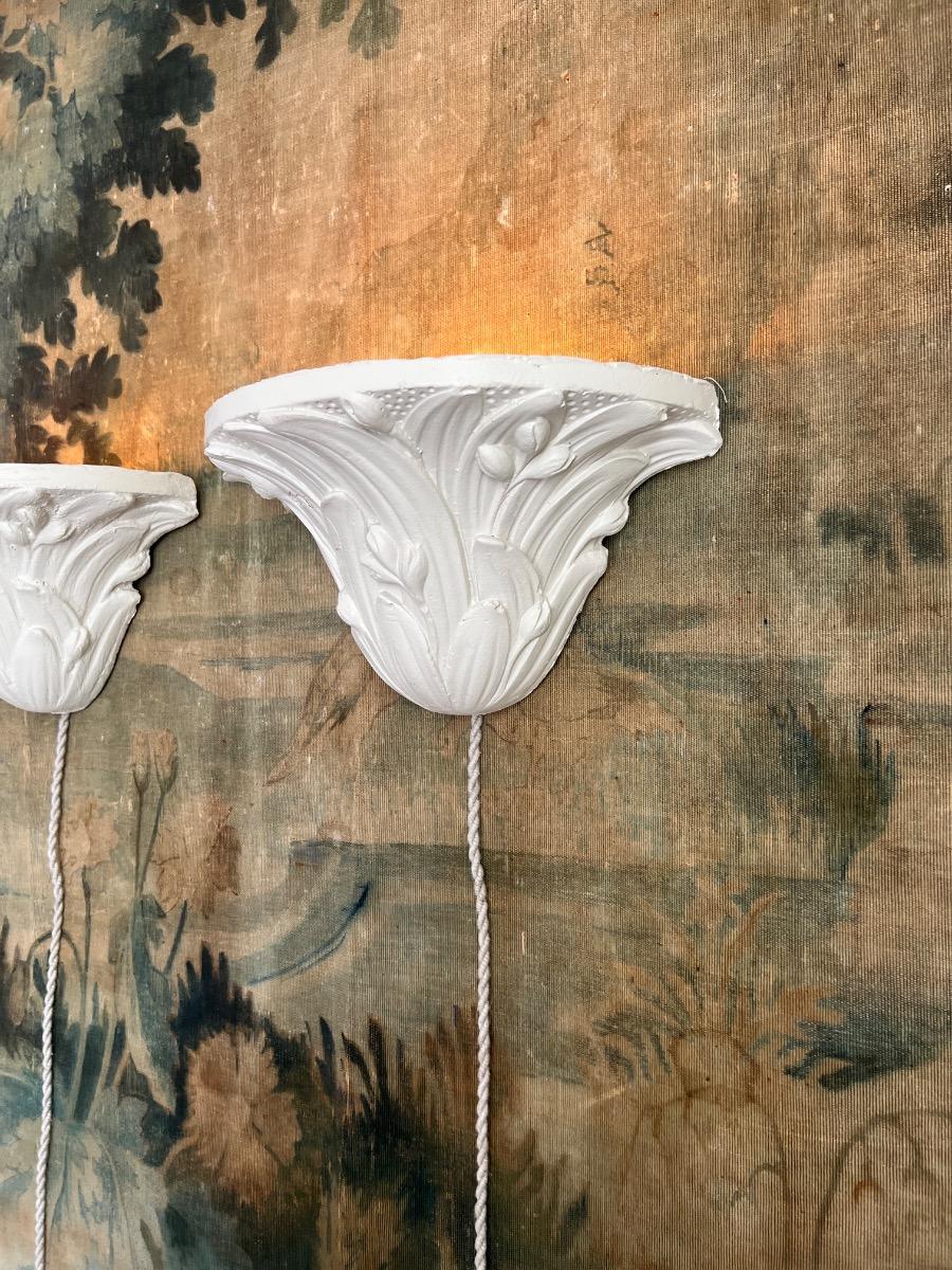Paire d’appliques plâtre 1940