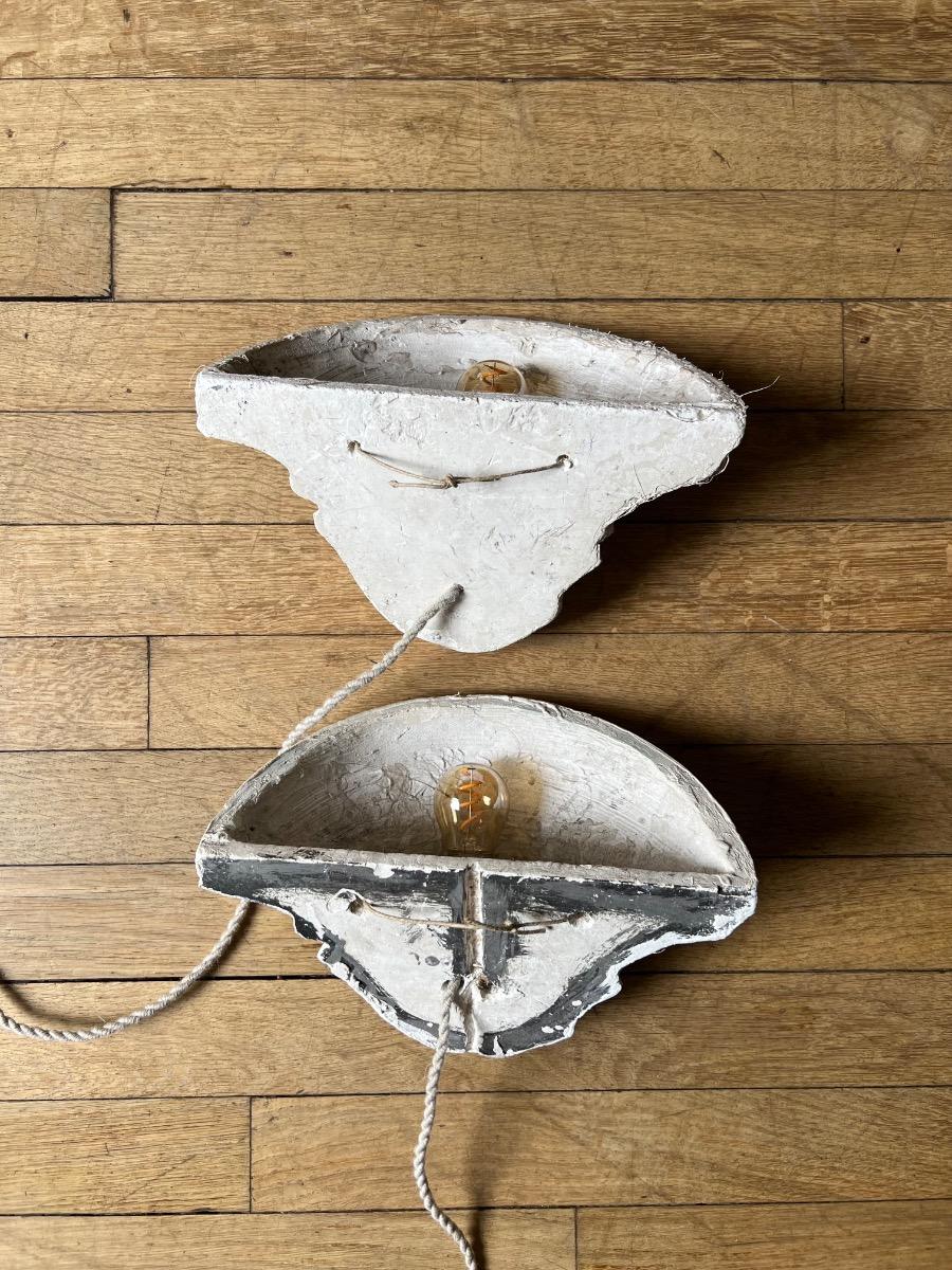 Paire d’appliques plâtre 1940