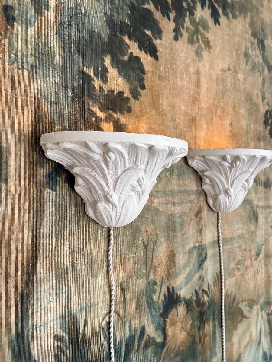 Paire d’appliques plâtre 1940