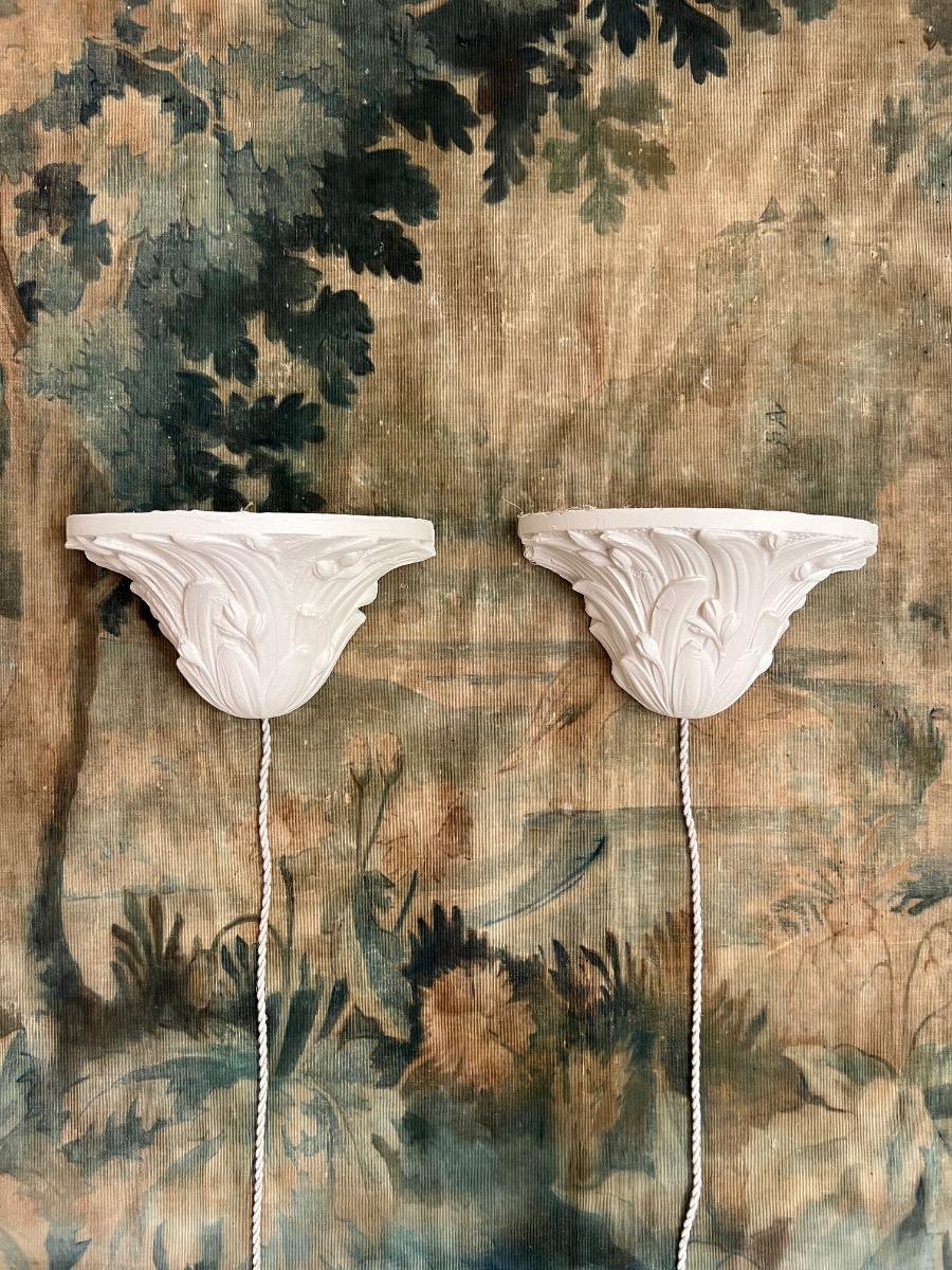 Paire d’appliques plâtre 1940