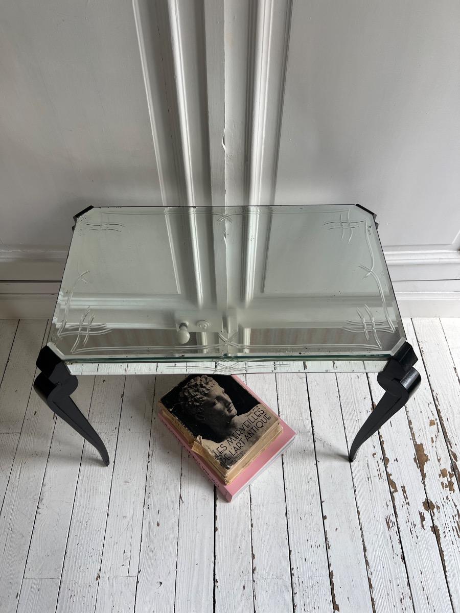 Table basse / bout de canapé miroirs 1940