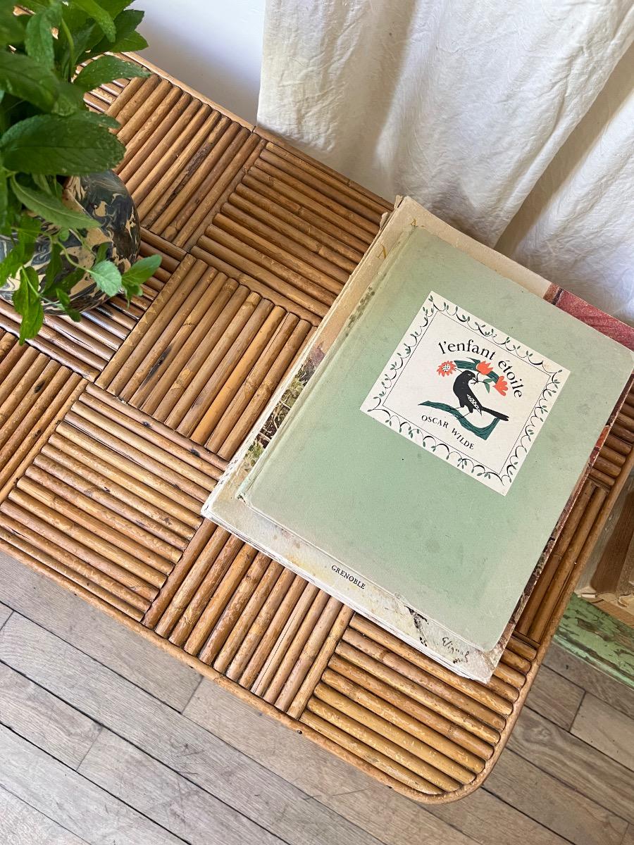 Table basse rotin 1950