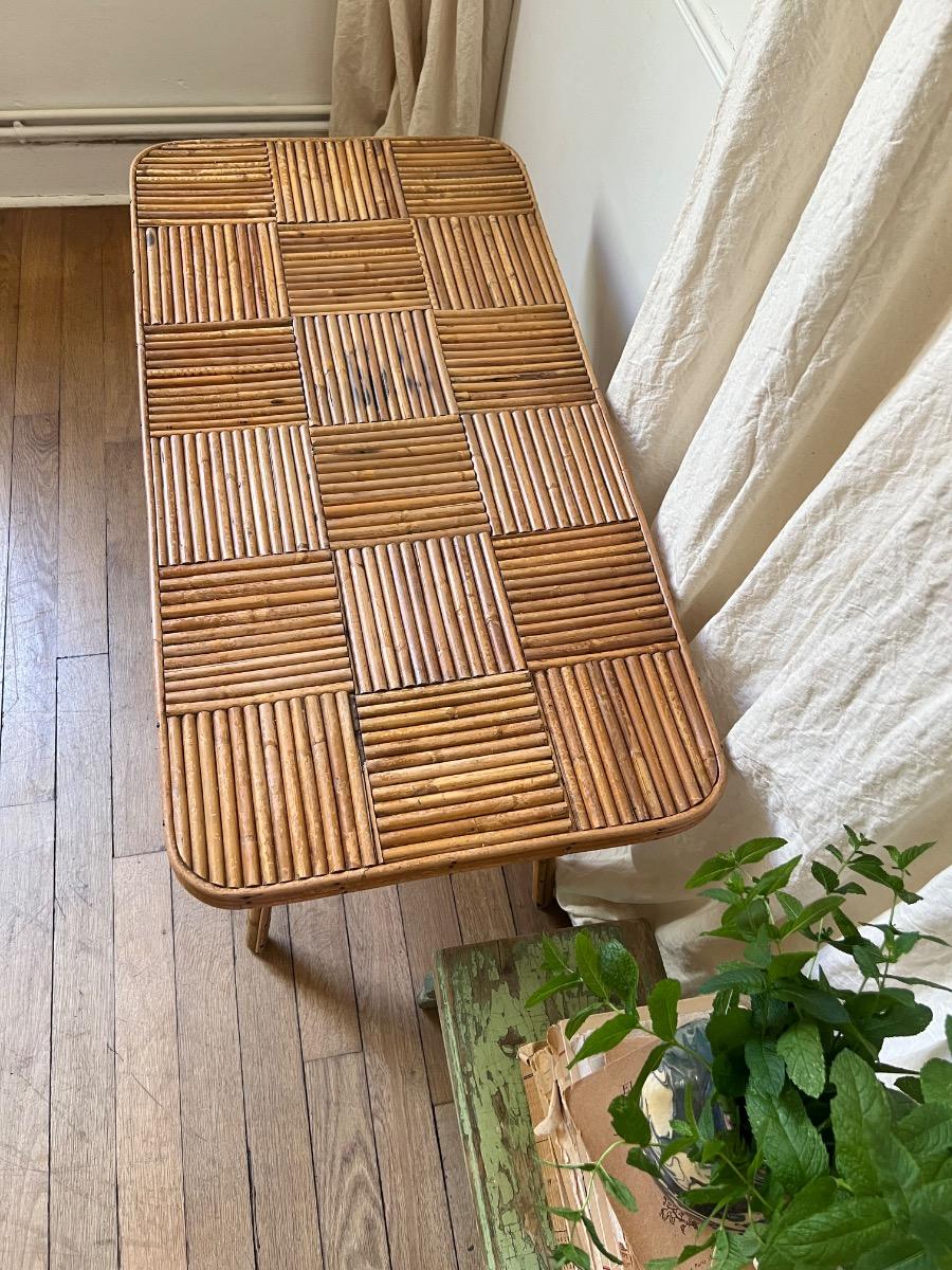 Table basse rotin 1950