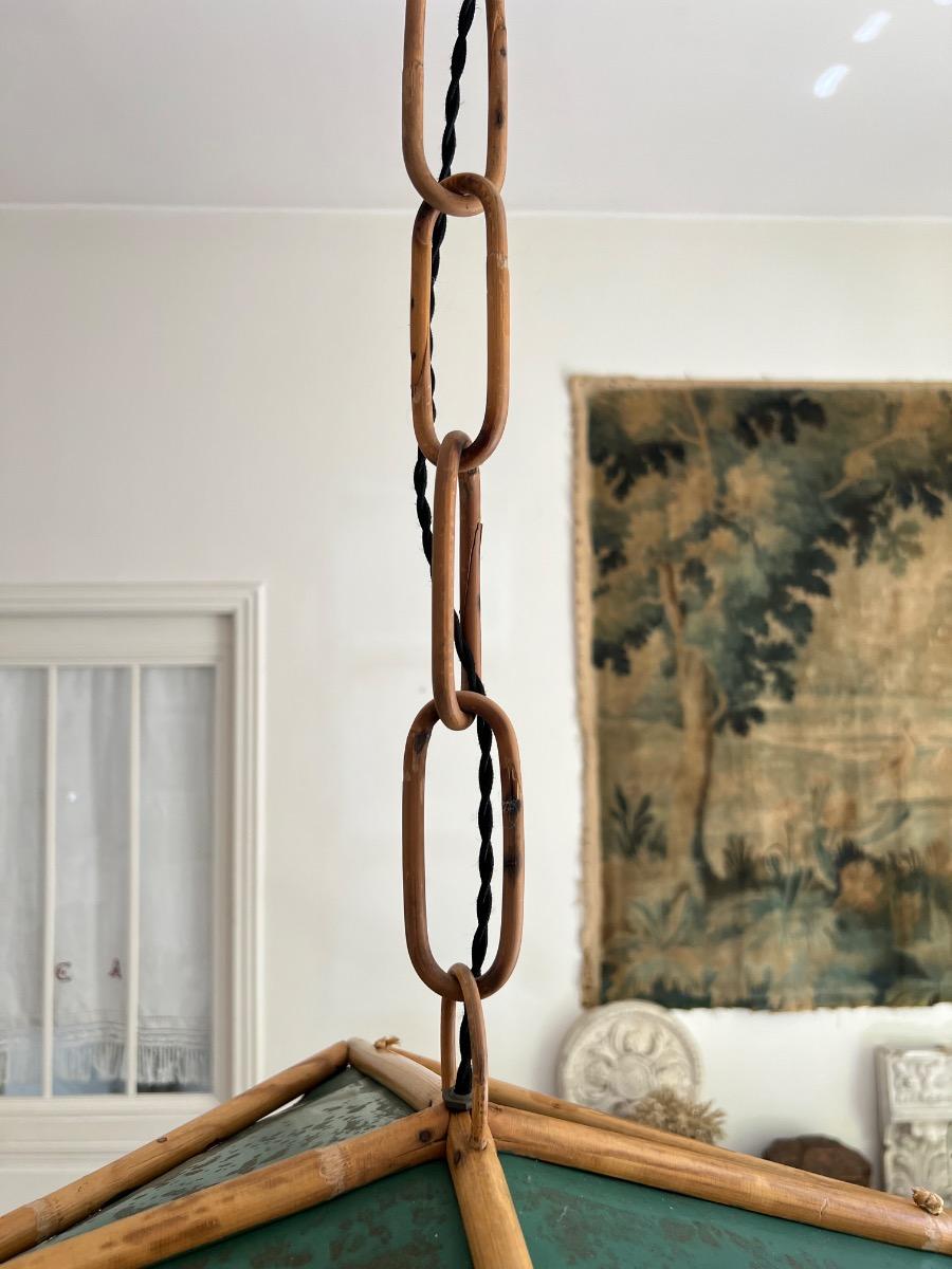 Suspension cage rotin et tôle 1950