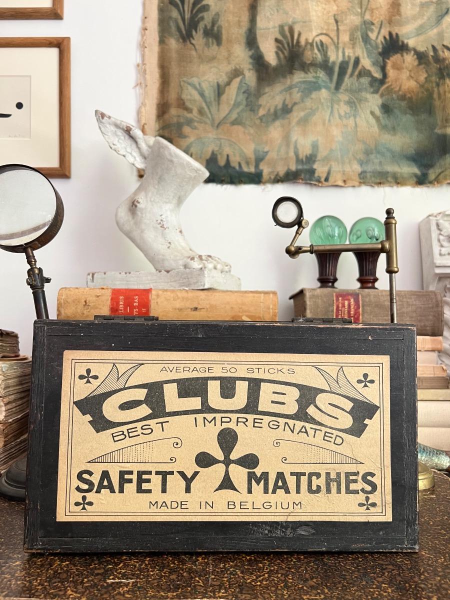 Boîte à cigares / allumettes bois noirci 1940