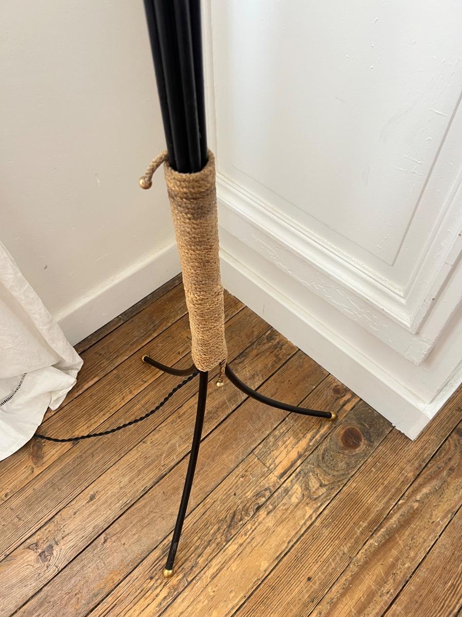 Lampe de parquet métal corde opaline 1960