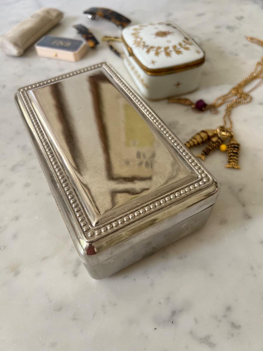 Coffret à bijoux métal argenté 1950