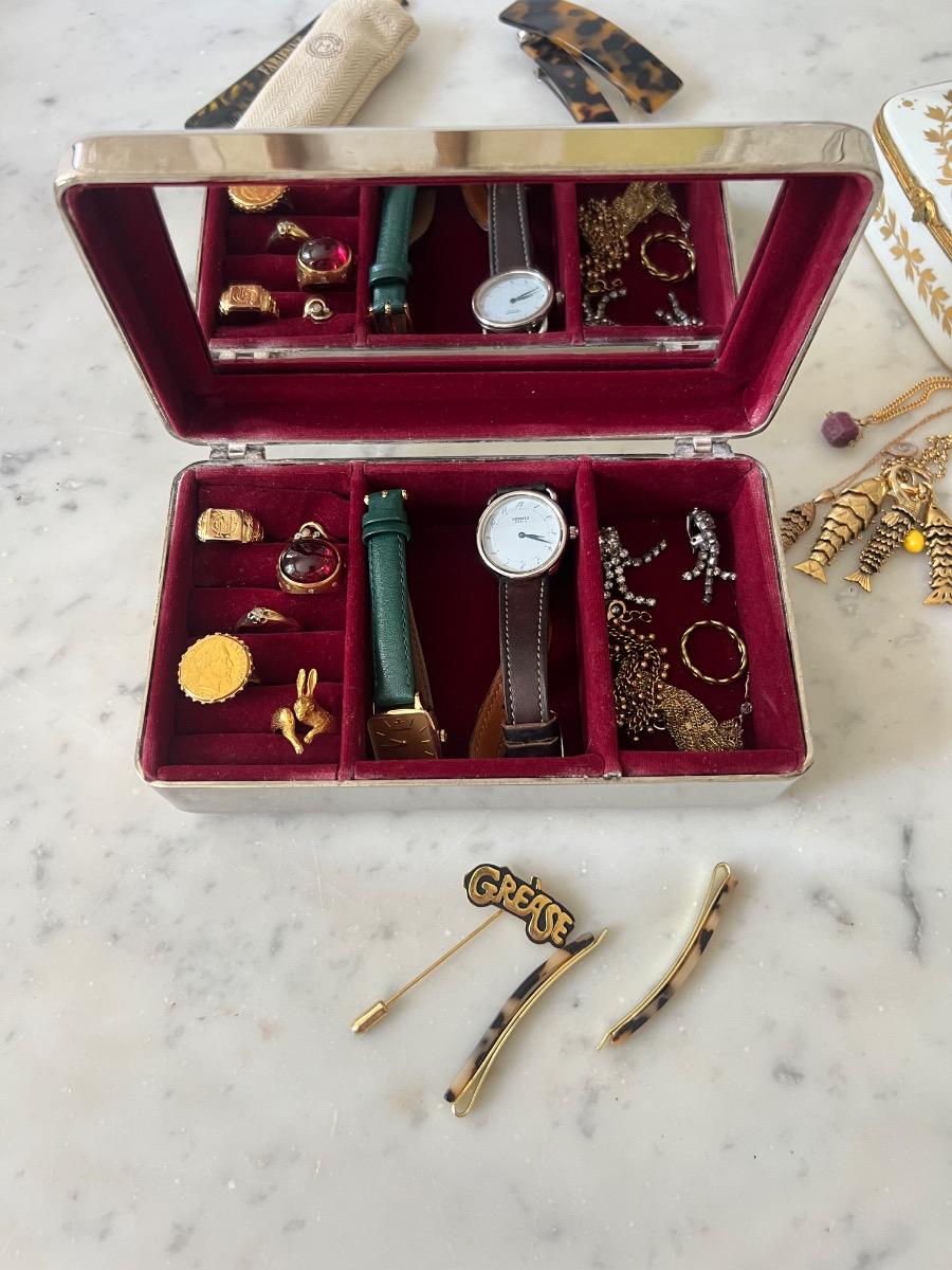 Coffret à bijoux métal argenté 1950