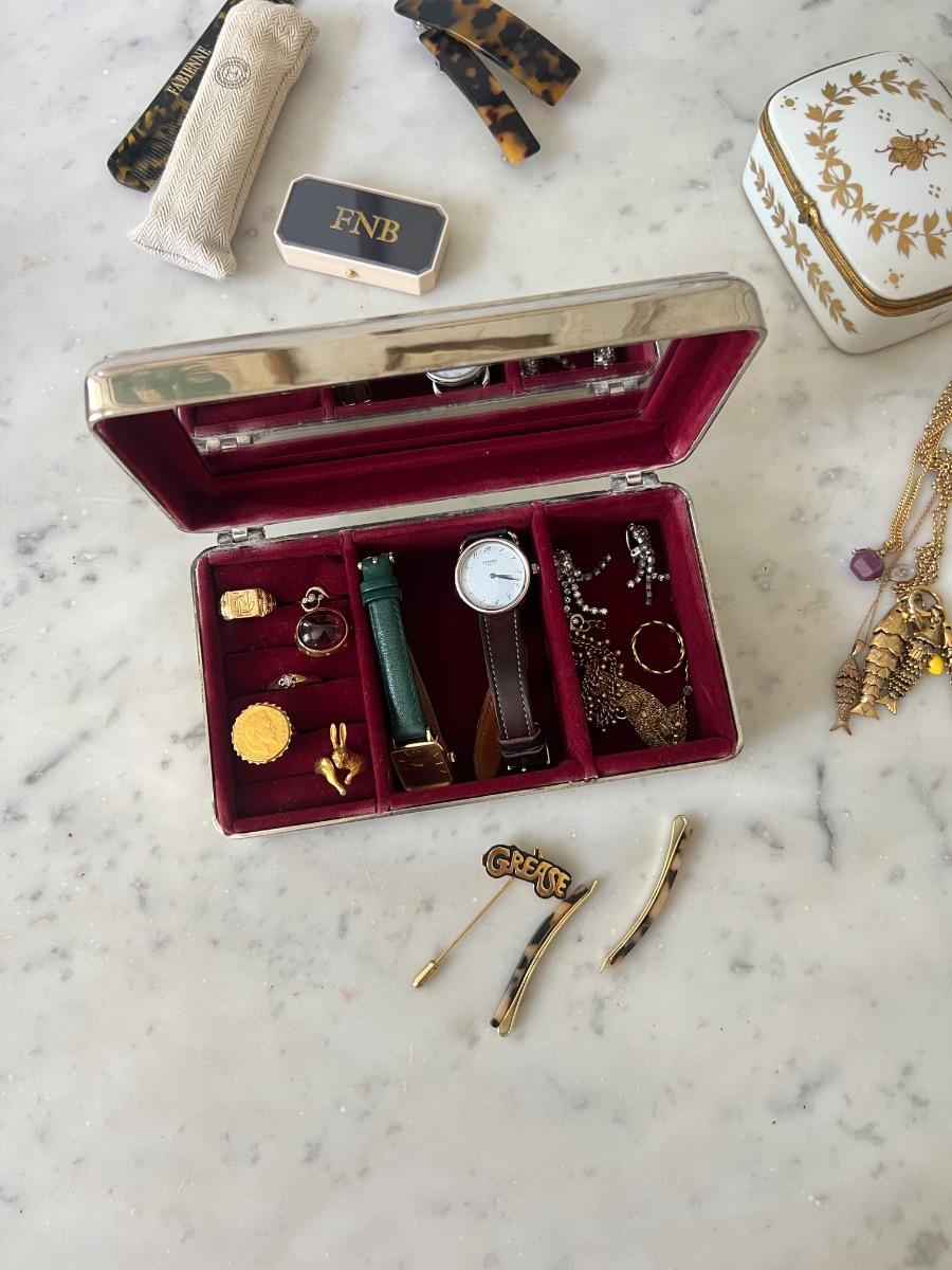 Coffret à bijoux métal argenté 1950