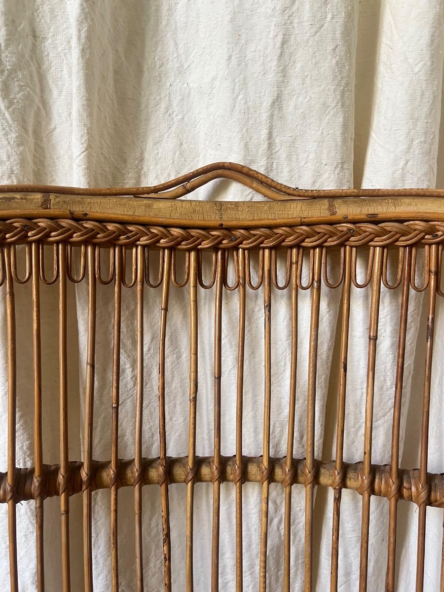 Suite de 4 fauteuils rotin 1950
