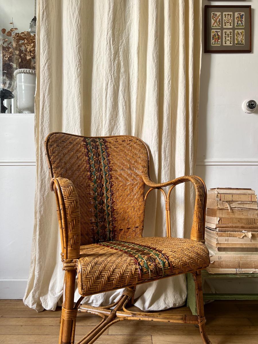 Fauteuil rotin 1920