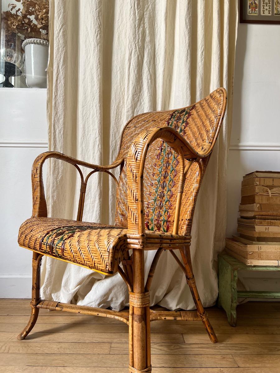 Fauteuil rotin 1920