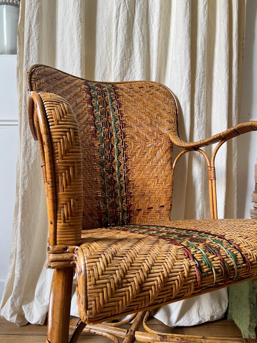 Fauteuil rotin 1920