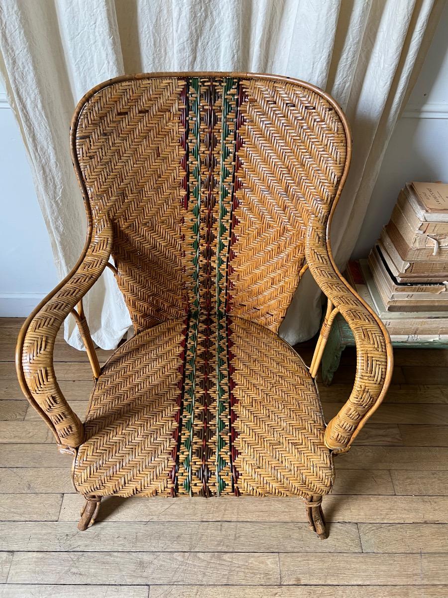 Fauteuil rotin 1920
