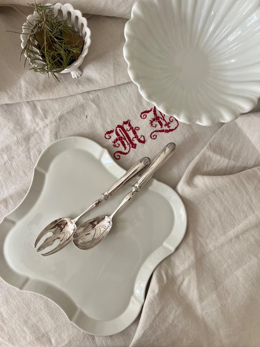 Couverts à salade métal argenté 1940