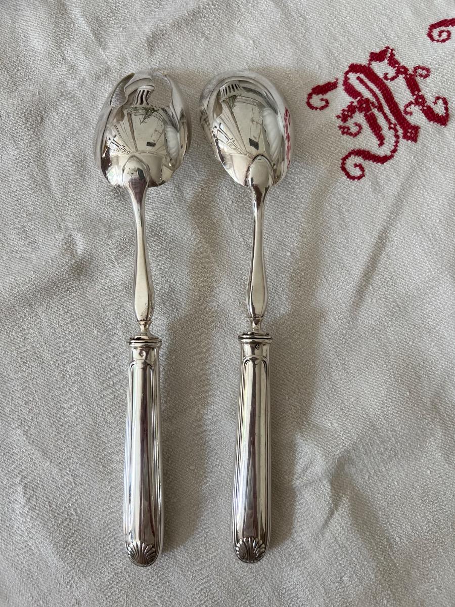 Couverts à salade métal argenté 1940