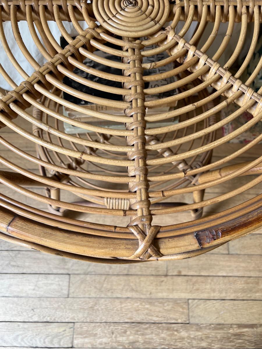 Table basse ronde rotin 1950